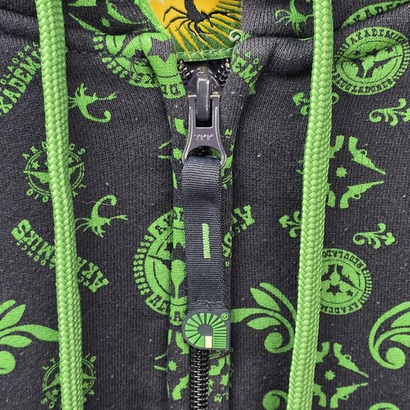 Vintage Akademiks Zip Up Hoodie Mens XXL Green AOP Velvet Lined Hood 90s Y2K - Picture 4 of 12